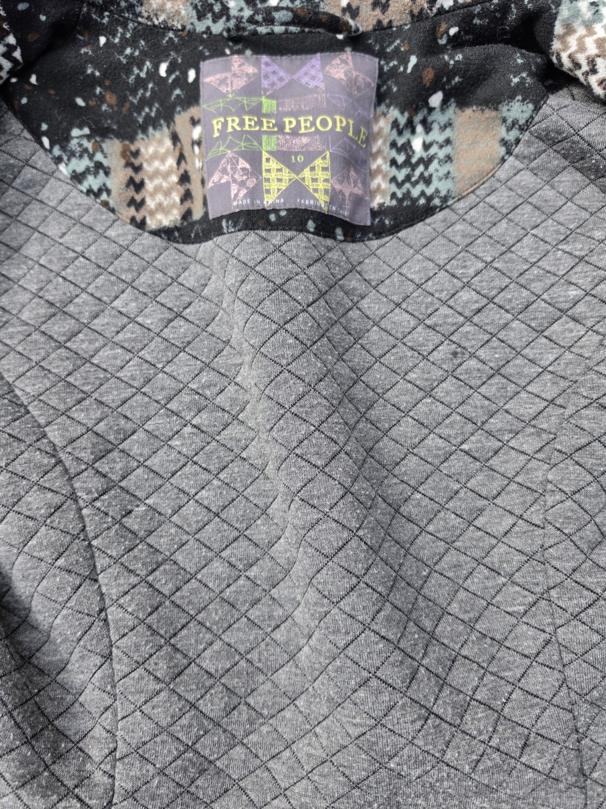 Free People Plaid Splatter Moto Jacket Zip Front Pockets Short Long Sleeve 10