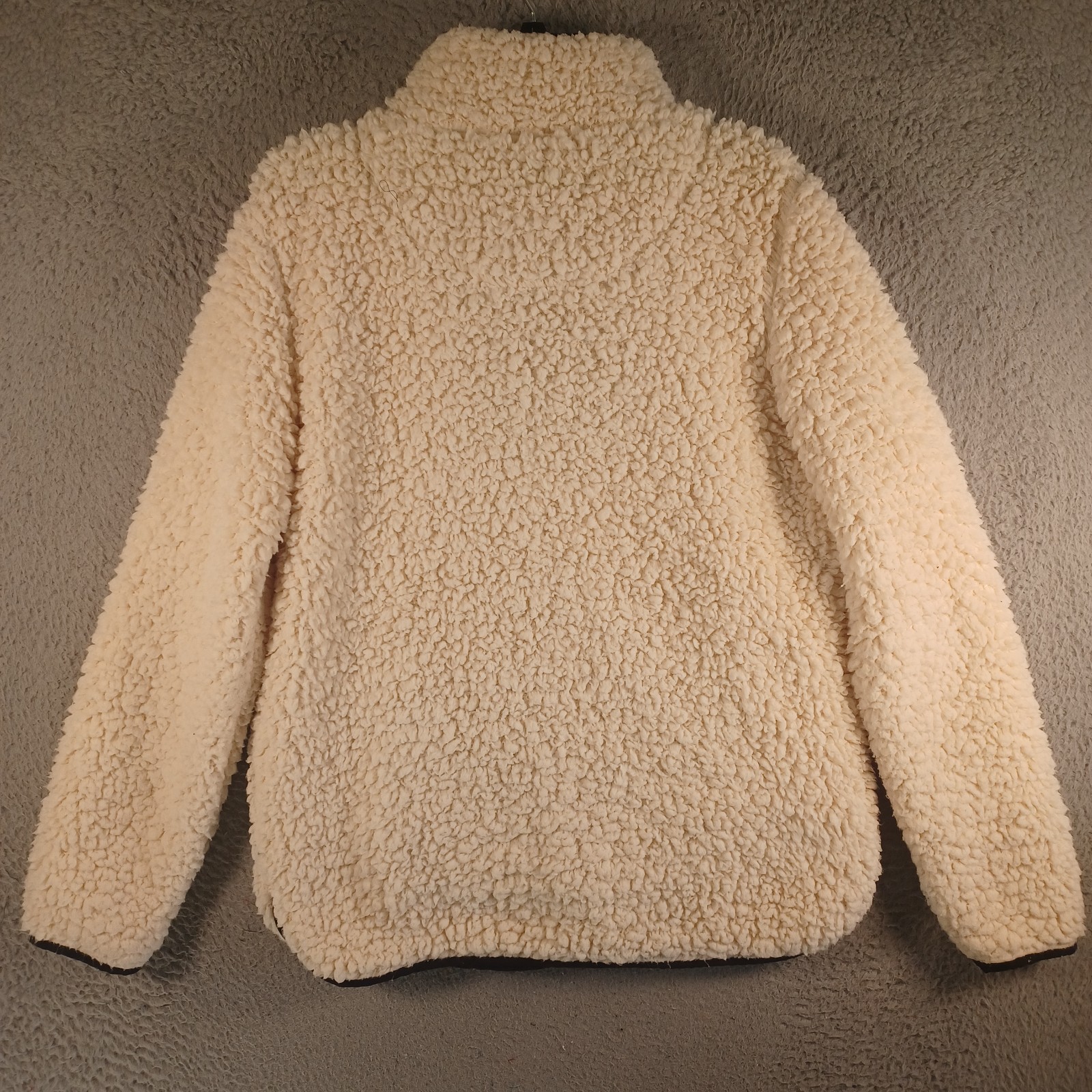Thread & Supply Womens Milk White Sherpa Zip Jacket Size Small Mock Neck Warm