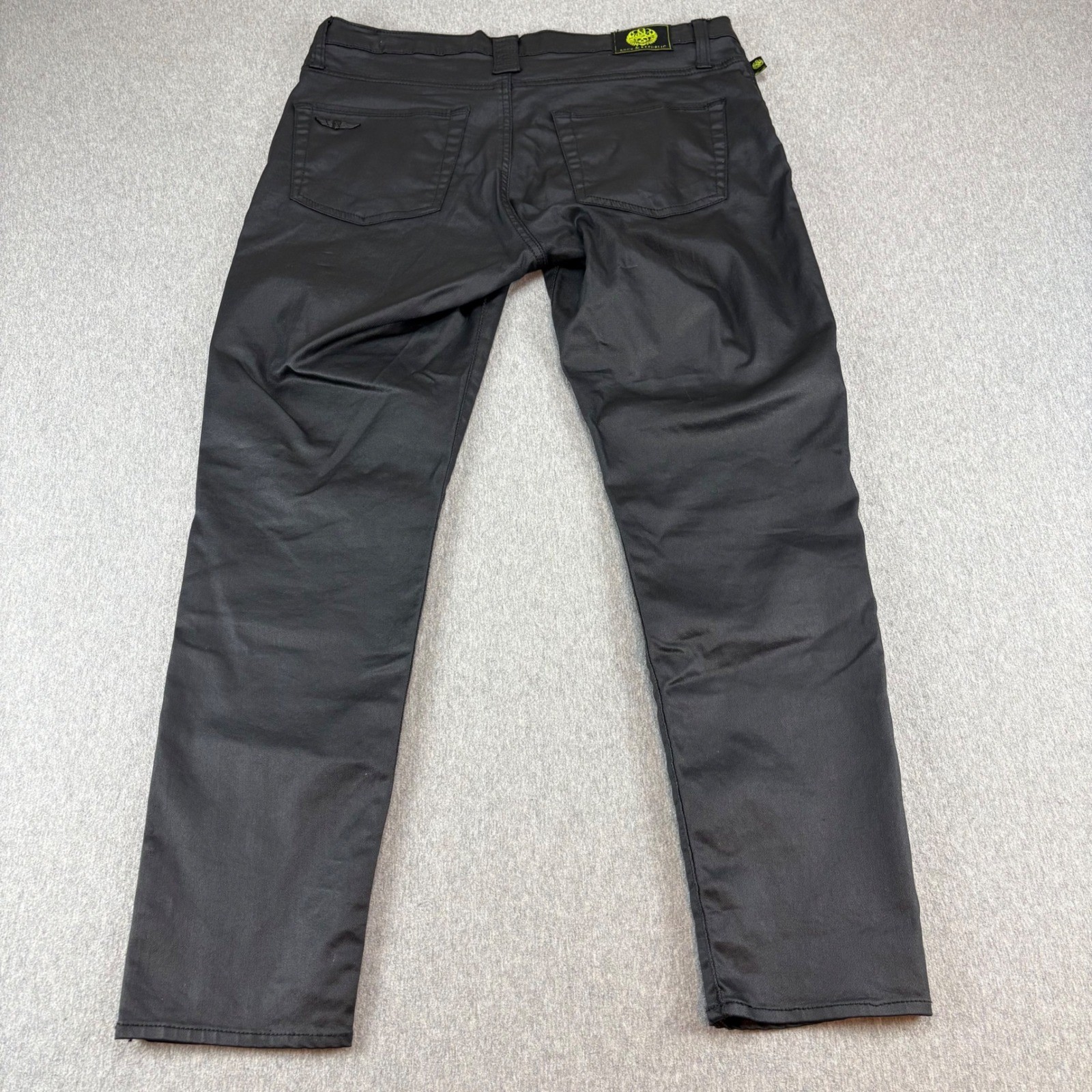 Rock & Republic Jeans Womens 14 Banshee Black Neon Green Skinny Grunge Punk