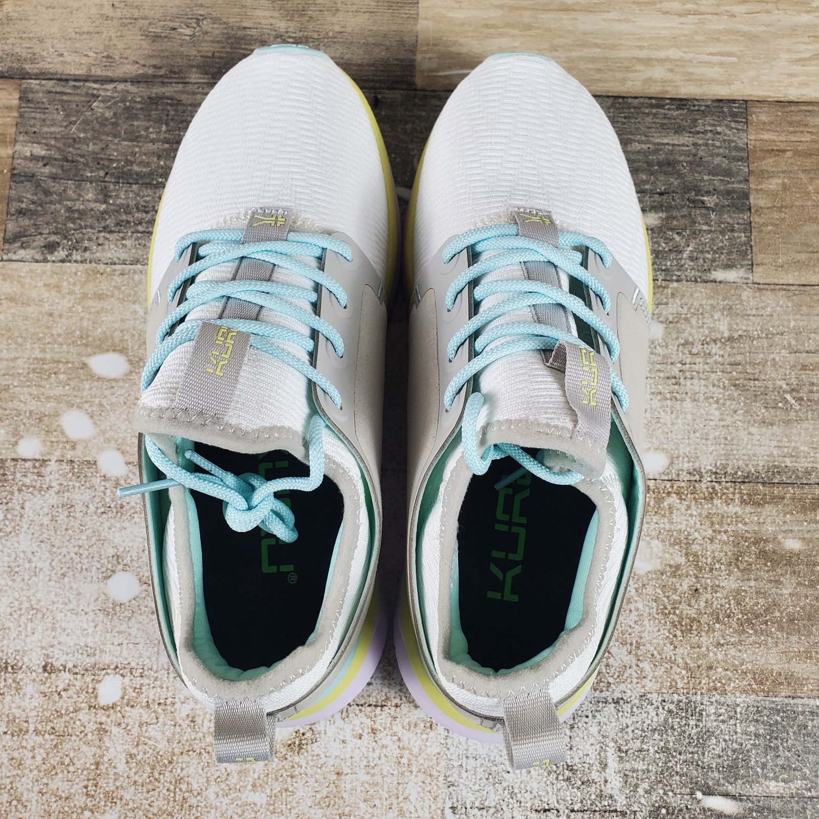 Kuru Atom Womens Shoes Sz 7.5 M Athletic Bright White Ice Blue Lace-Up Sneakers
