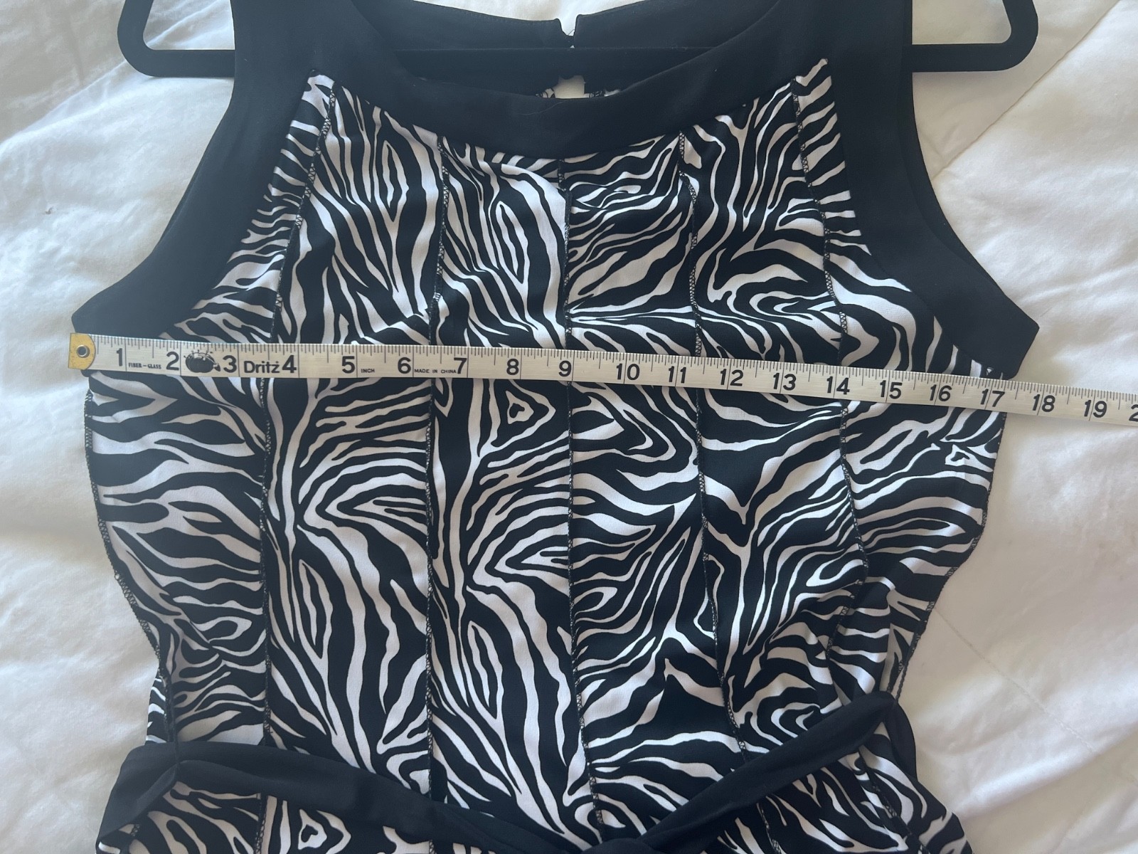 Black & white sleeveless flared dress