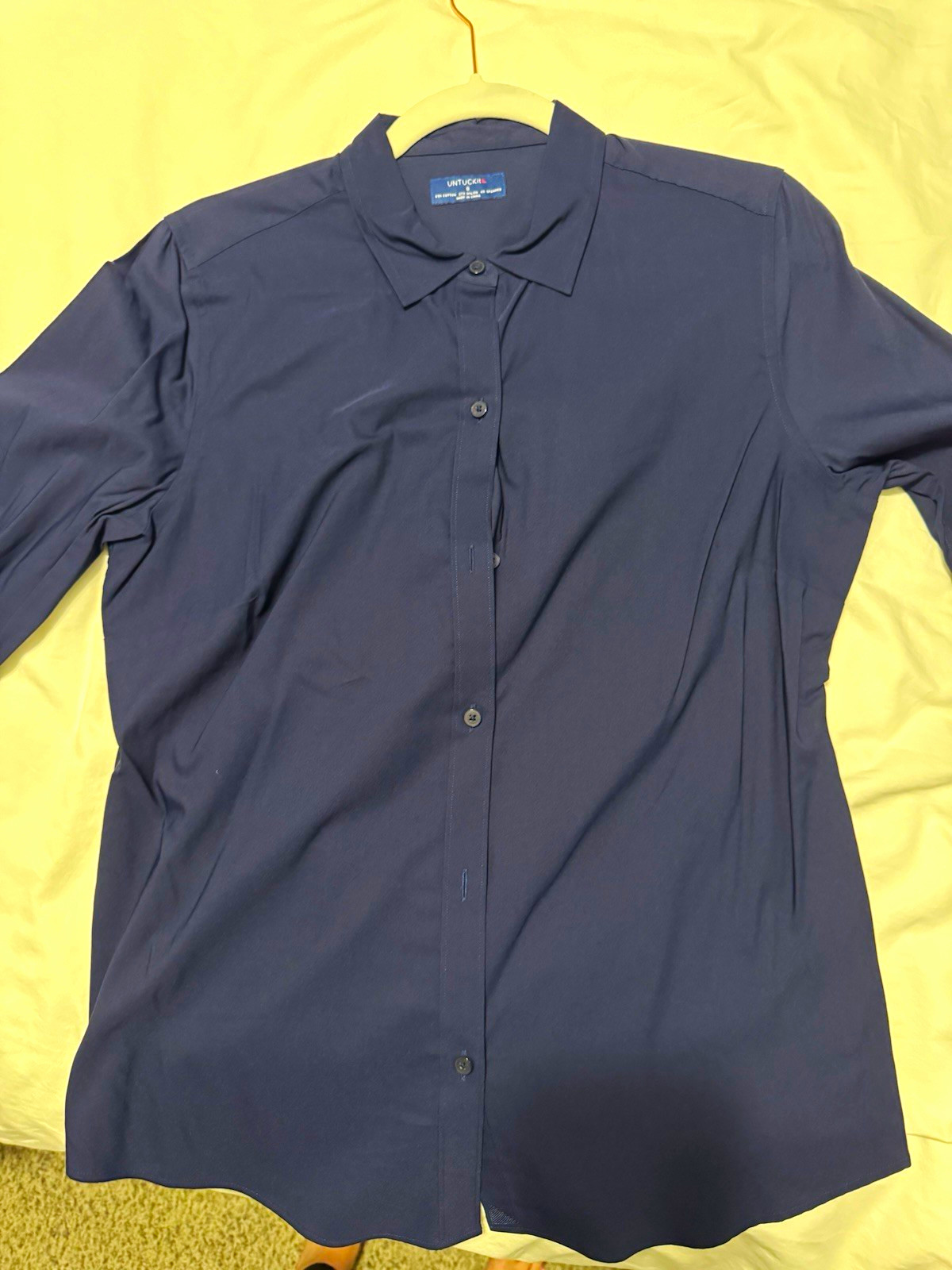 UNTUCKit Women’s Blue Solid Slim Fit Stretch Dress Shirt Size 8 NWOT