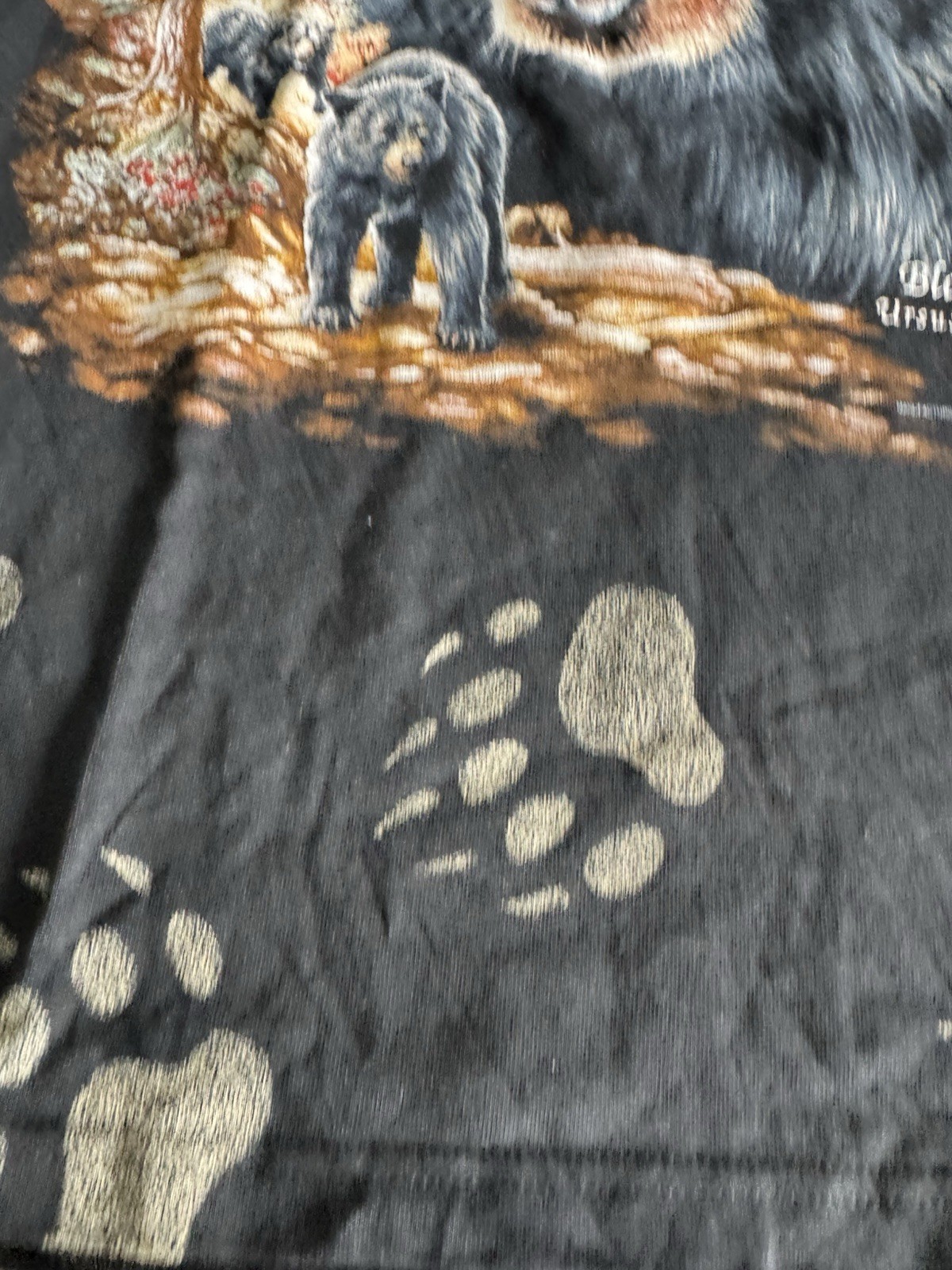 Vintage Black Bear All Over Print Faded Shirt Large USA Alaska