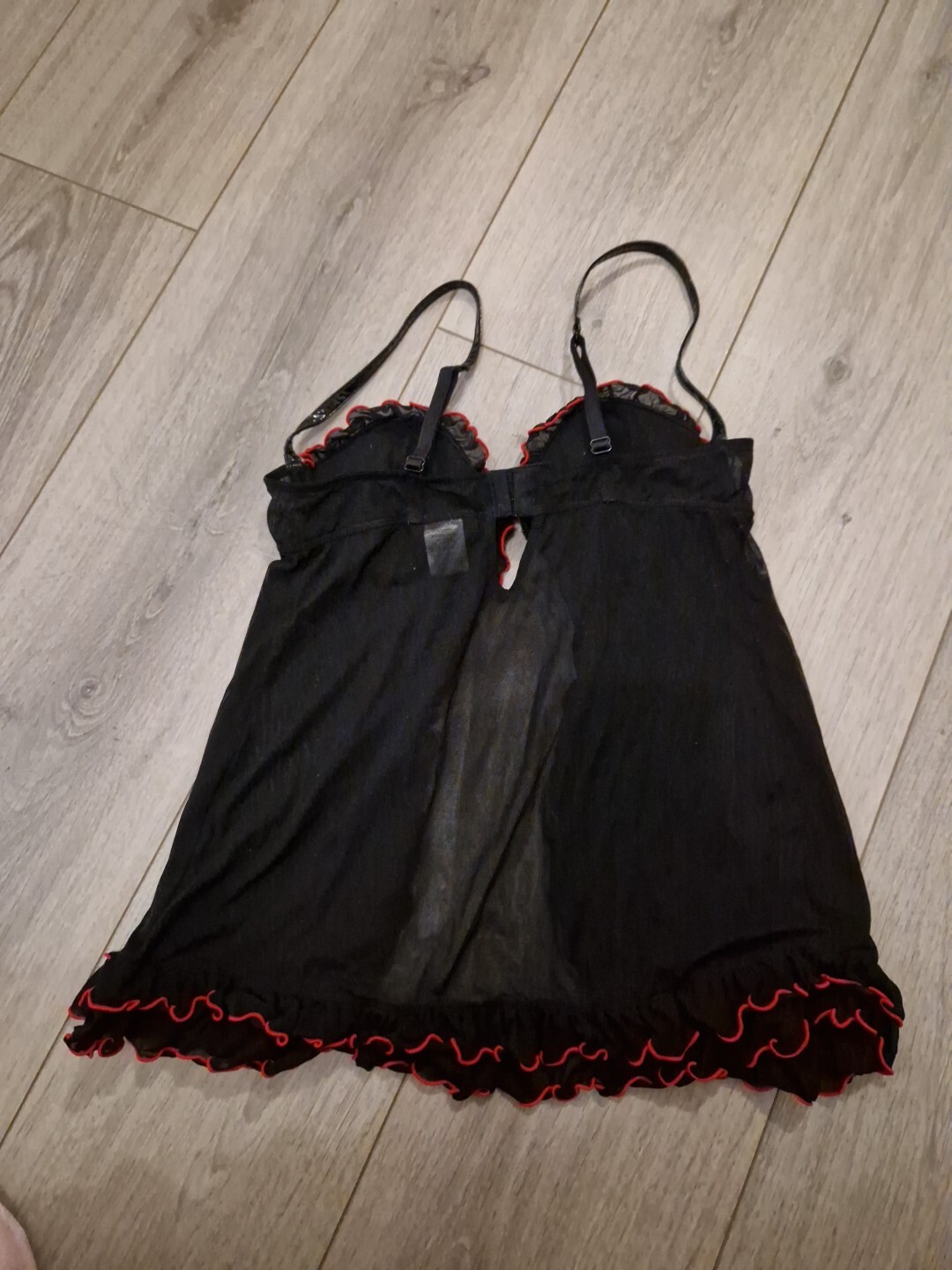 BNWOT Vintage Ann Summers Insinuate Black Mesh & PVC Babydoll Top Size S/M 10-14