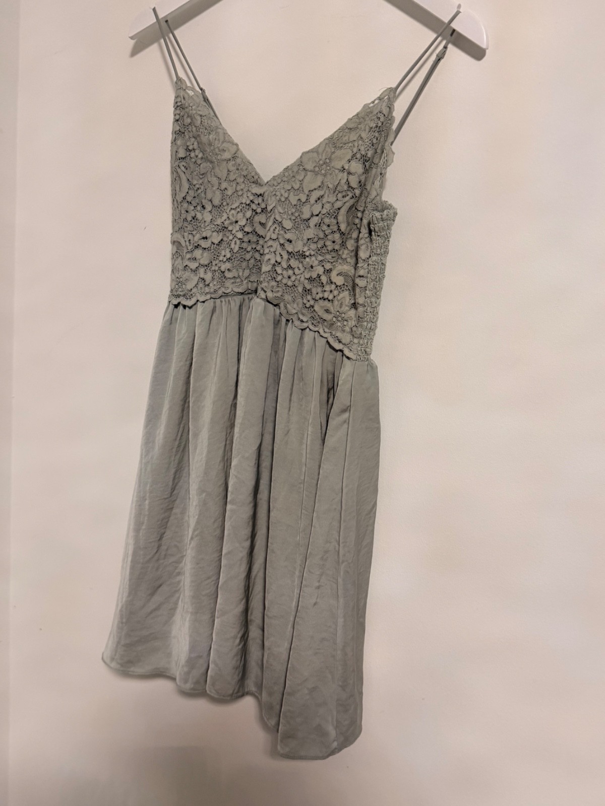 Express Light Sage Green or Sea Foam Lace Top Fit & Flare Size Medium Mini Dress