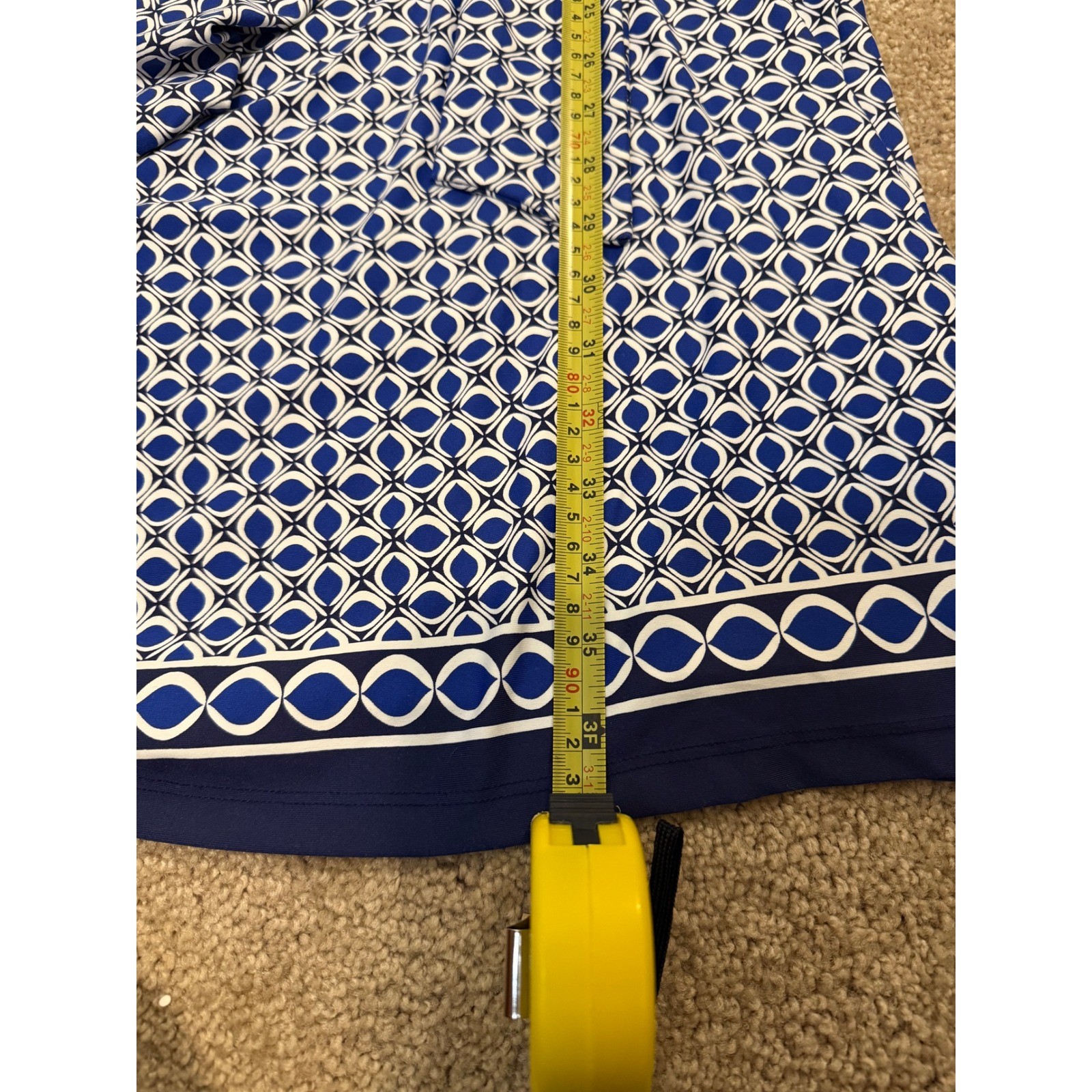 Talbots Faux Wrap Jersey Dress Womens 3X Blue White Excellent Geometric