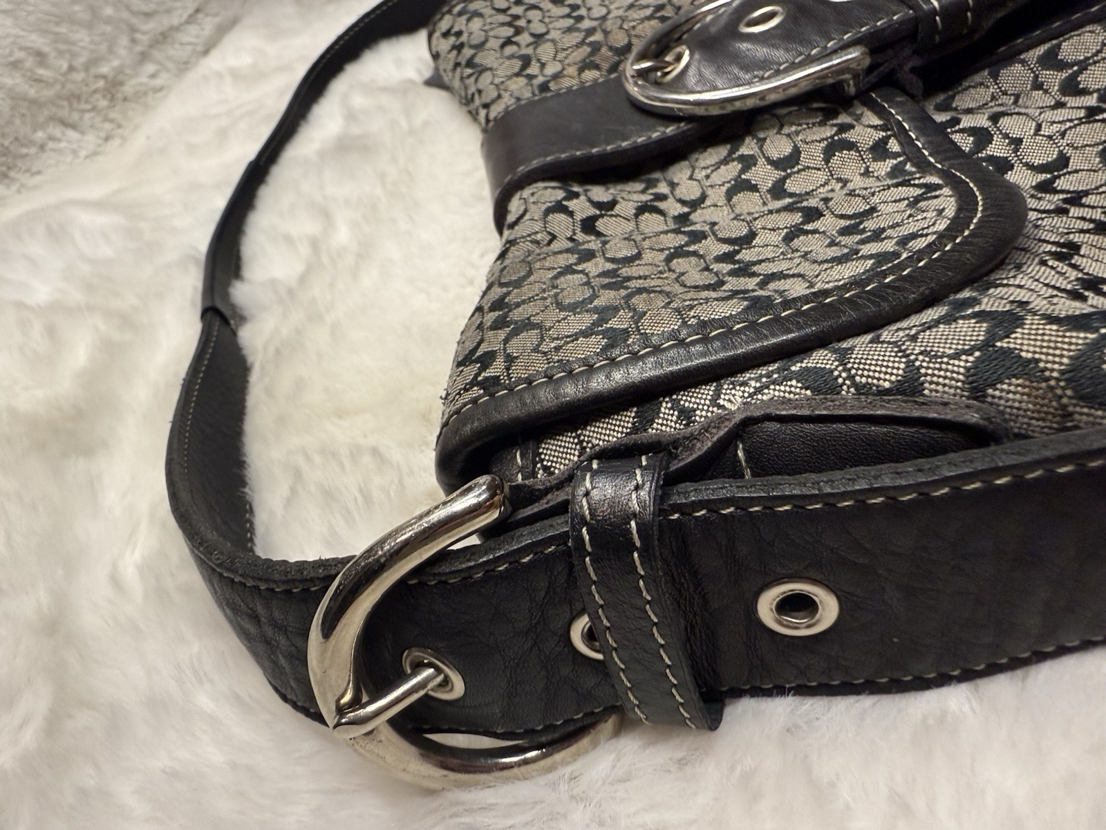 Coach Soho Buckle Signature C Canvas and Leather Shoulder Bag