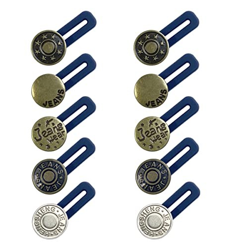 10 Pcs Expander Button for Extender Jeans Pants Collar, 5 Styles Pants Waist