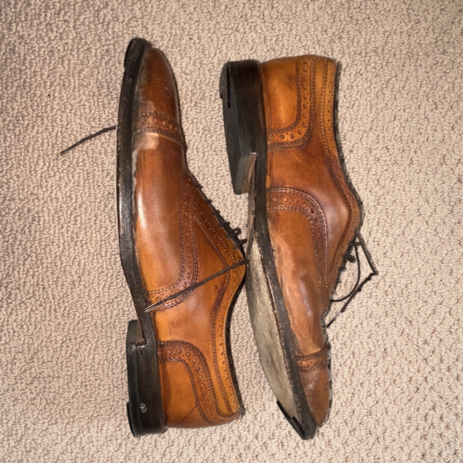 Allen Edmonds Brown Leather Cap Toe Brogue Oxford Dress Shoes Men’s 9.5 D