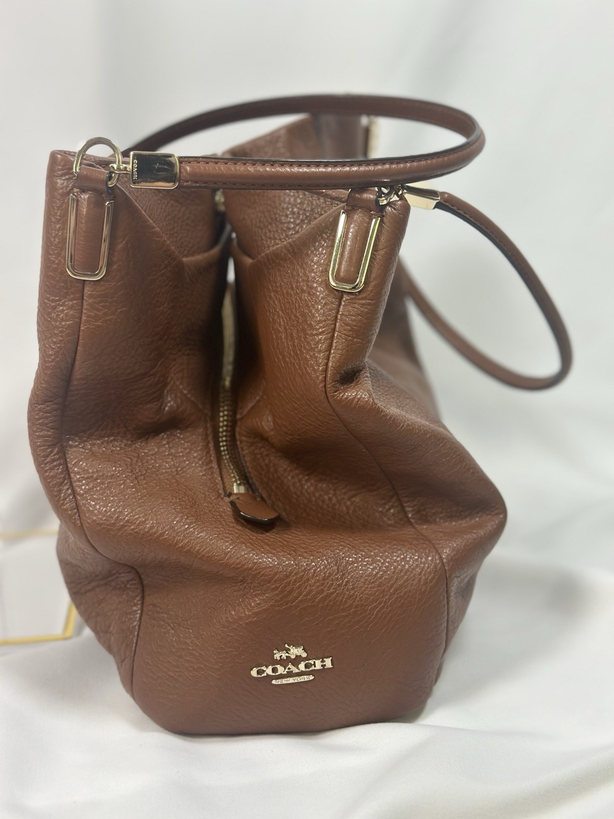Coach F34495 Madison Phoebe SM Shoulder Bag Saddle Brown Soft Pebble Leather