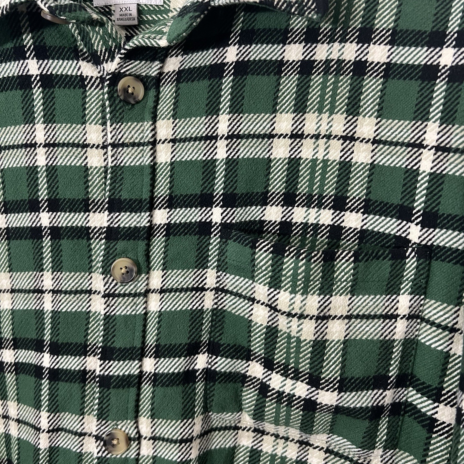 Goodfellow & Co Men’s 2XL Green White Plaid Flannel Button Front Shirt Jacket