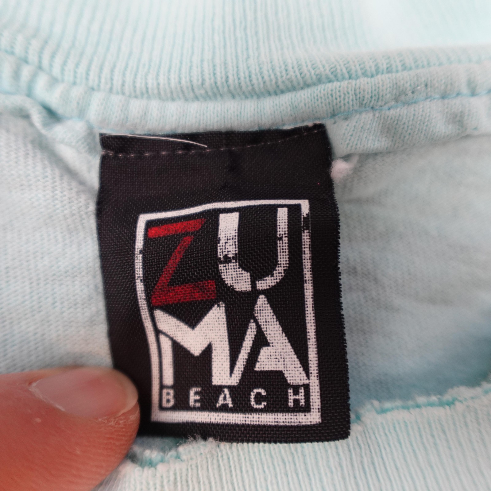 Vintage Zuma Beach Shirt Mens Medium Blue Equator Palm Tree Windsurfing 80s 1987