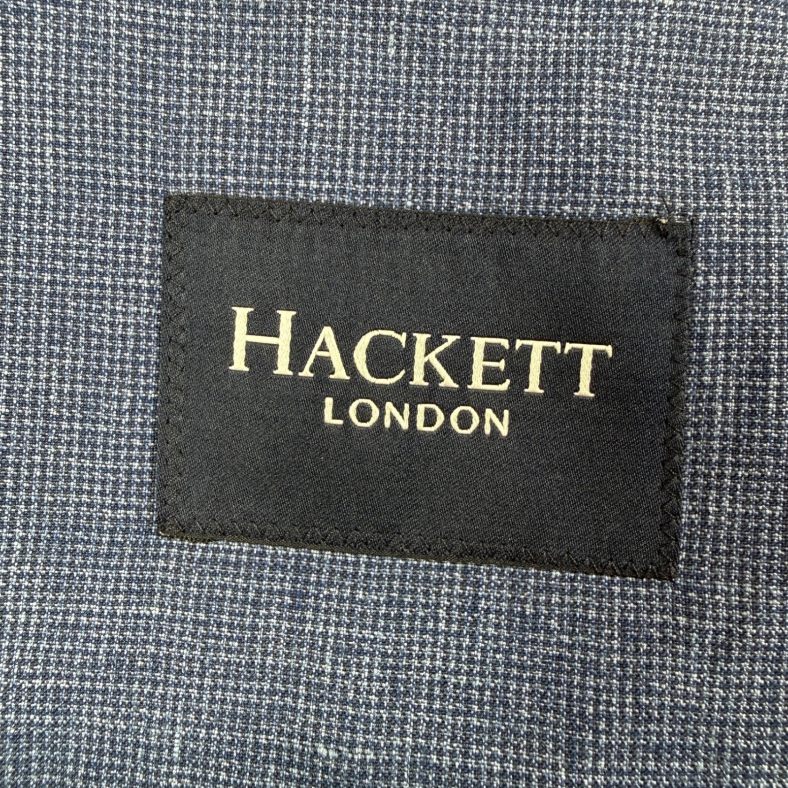 Hackett London Sport Coat Mens 46R Blue Linen Wool Blend Micro Check Blazer
