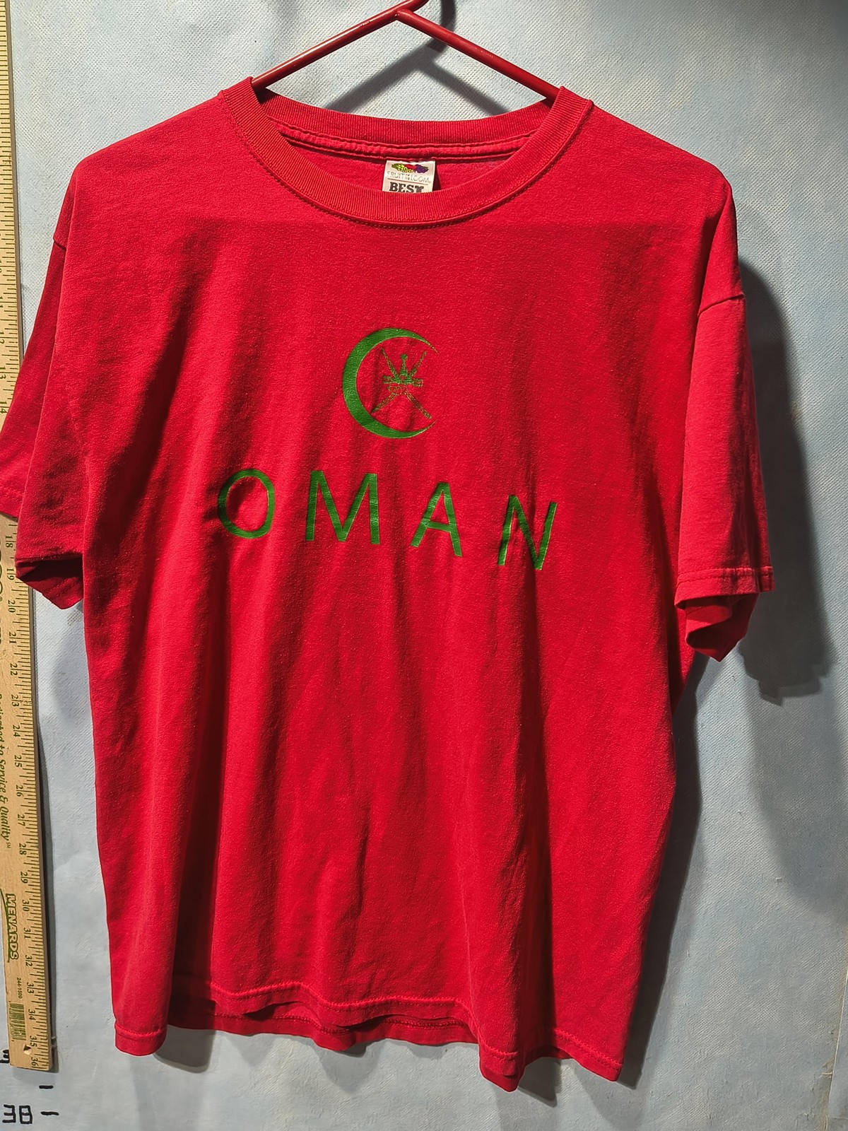 Fruit Of The Loom Shirt Mens L Red Oman Flag USF Olympics 2008 Graphic Tee