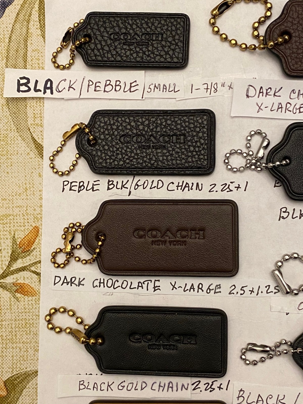 Authentic Coach Handbag Leather Hang Tags Many Different Colors NEW