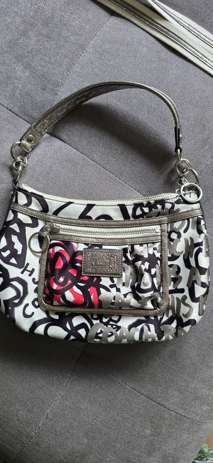 Coach Metallic Graffiti Poppy shoulder bag w/ crossbody Strap