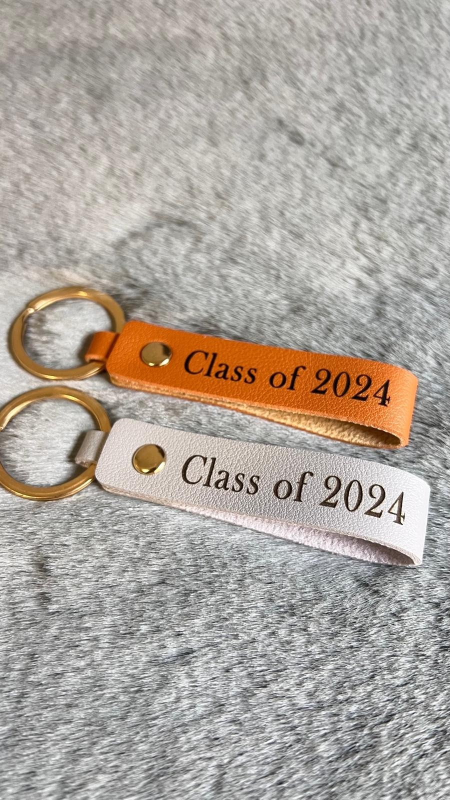 Handmade Leather Keychain Personalized Text Name Logo Custom Gift for Him Her