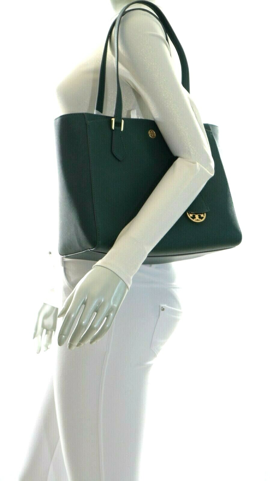 Tory Burch Robinson Tote Leather Bag Pine Tree