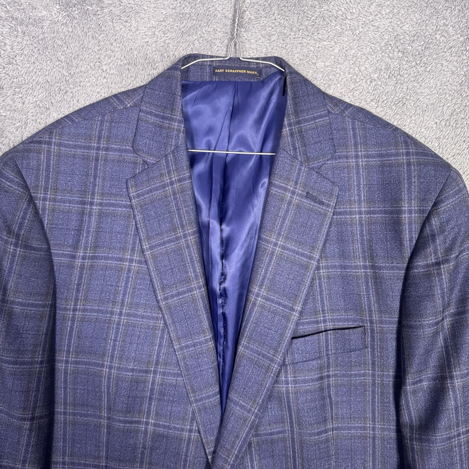 Hart Schaffner Marx Blazer Mens 46L Guabello Sobrius Wool Windowpane Sport Coat