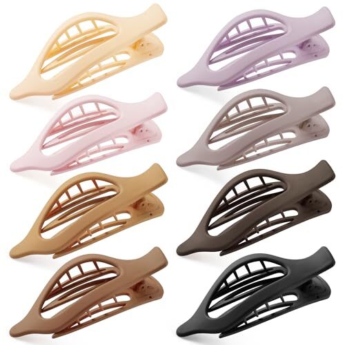 Flat Hair Clips for Women, 8 Pack Black, Grey,Khaki, White, Brown, Purple, Pink