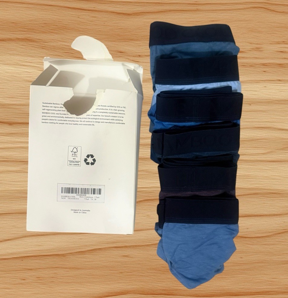 Bamboo Cool Boxer Briefs Underwear Medium OPEN BOX 6 Pairs READ