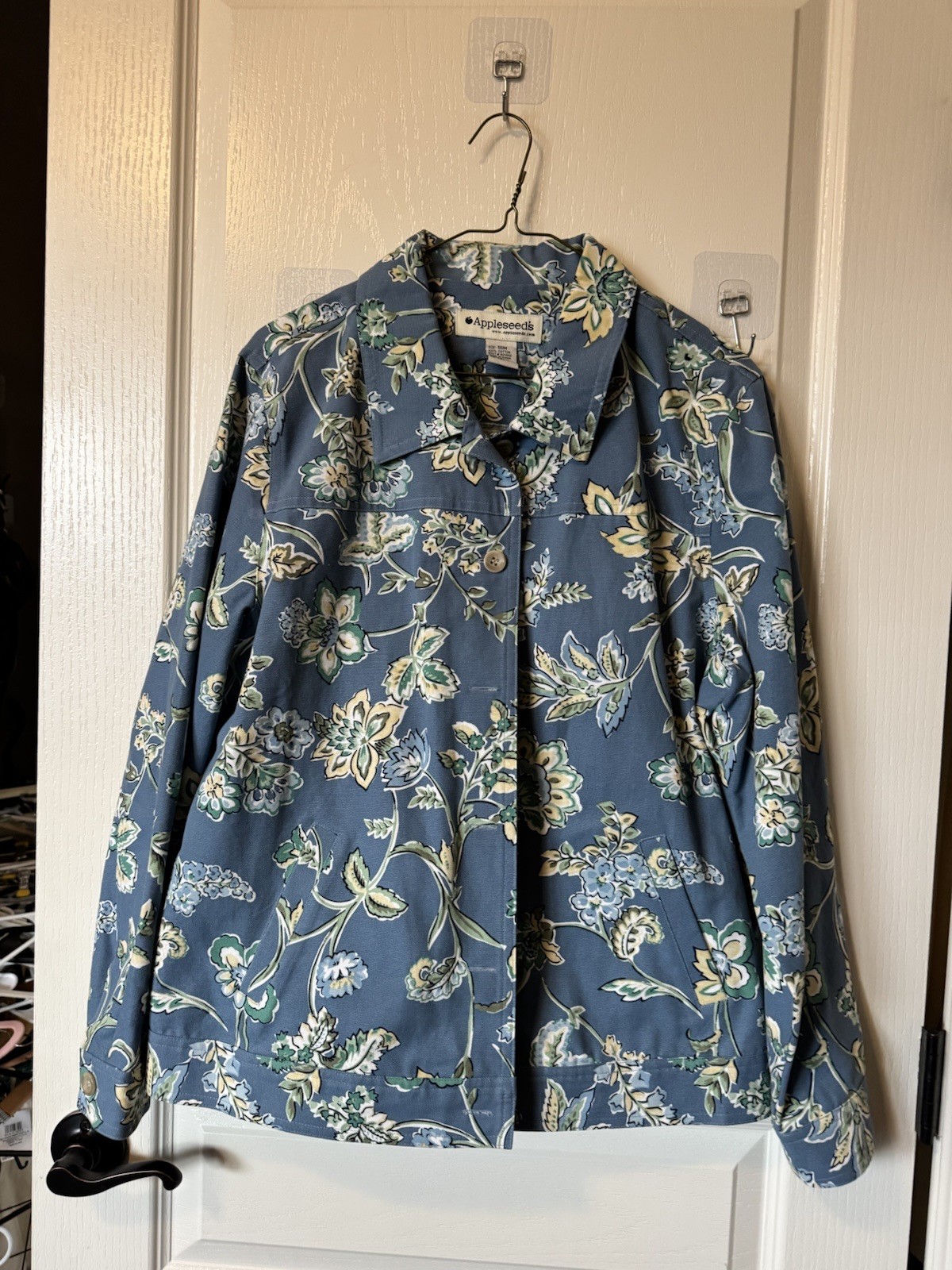 Appleseed’s Women’s floral denim jacket, women’s size 16M Cotton