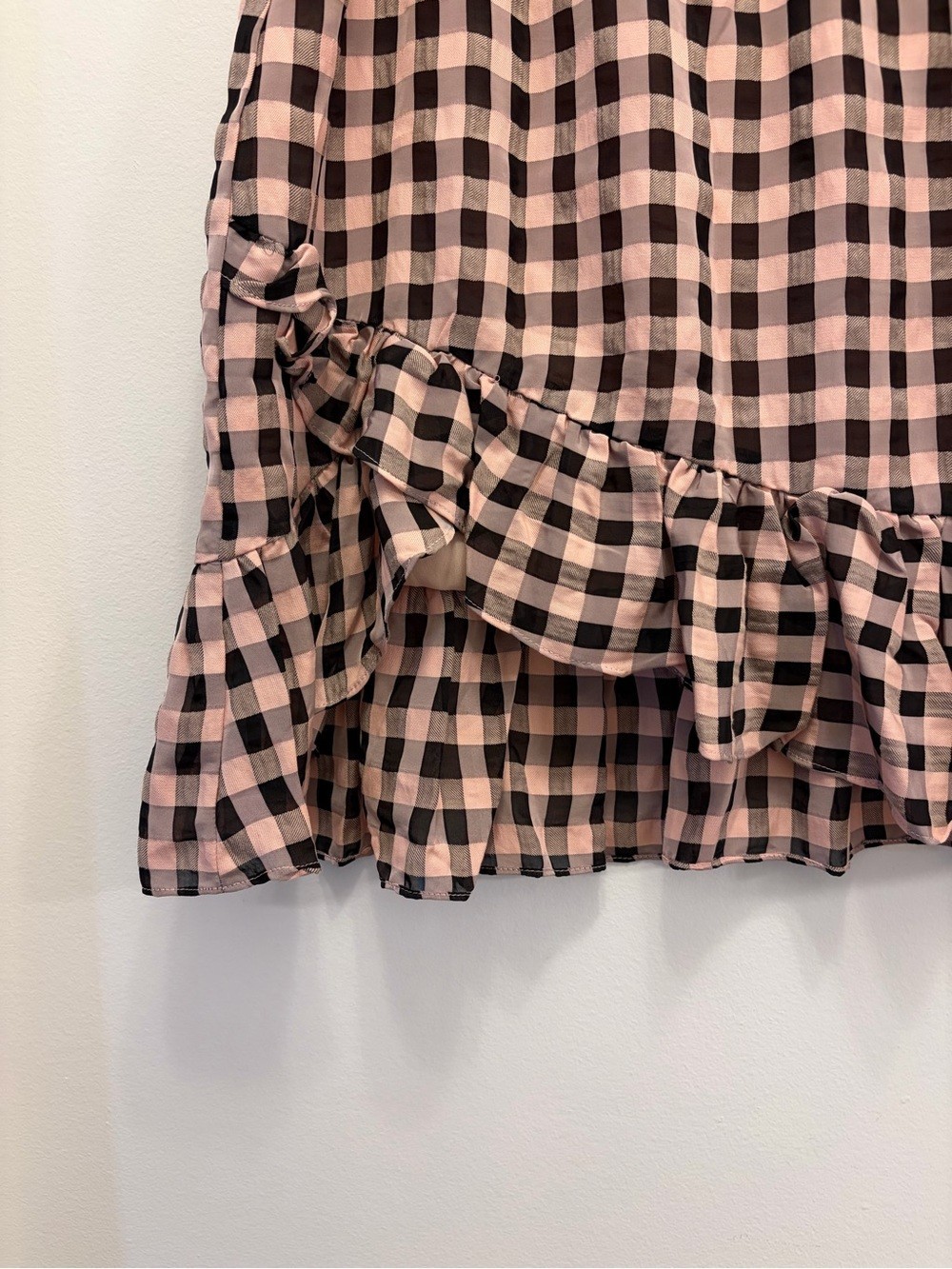 Cosmopolitan x Dress The Population Plaid Ruffle High Low Mini Skirt Women’s L