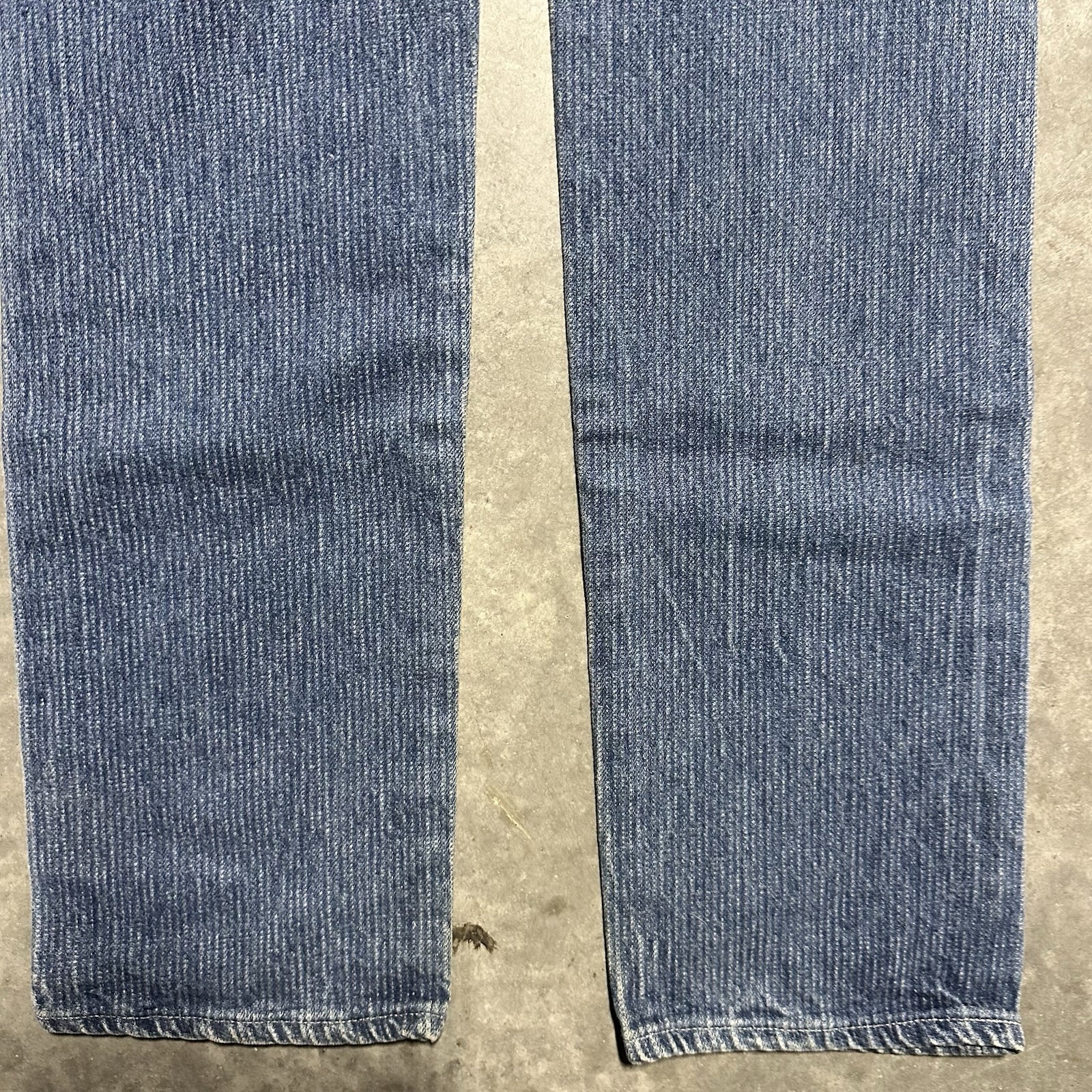 Vintage 80’s Levi’s 501 29×35 Wabash Pinstripe Blue Jeans Button Fly Made USA