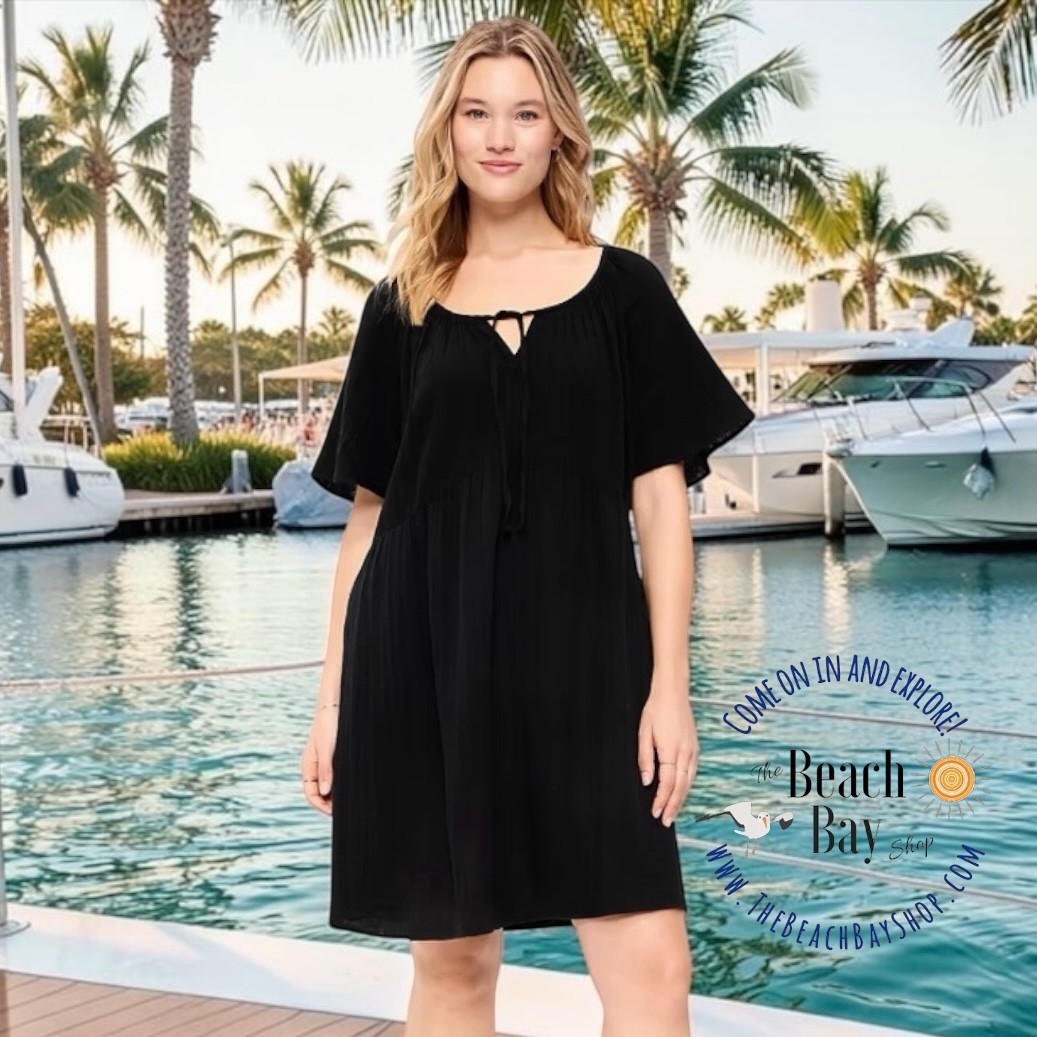 Old Navy Cotton Gauze Flutter Sleeve Mini Dress Casual or Beach Cover-up LARGE