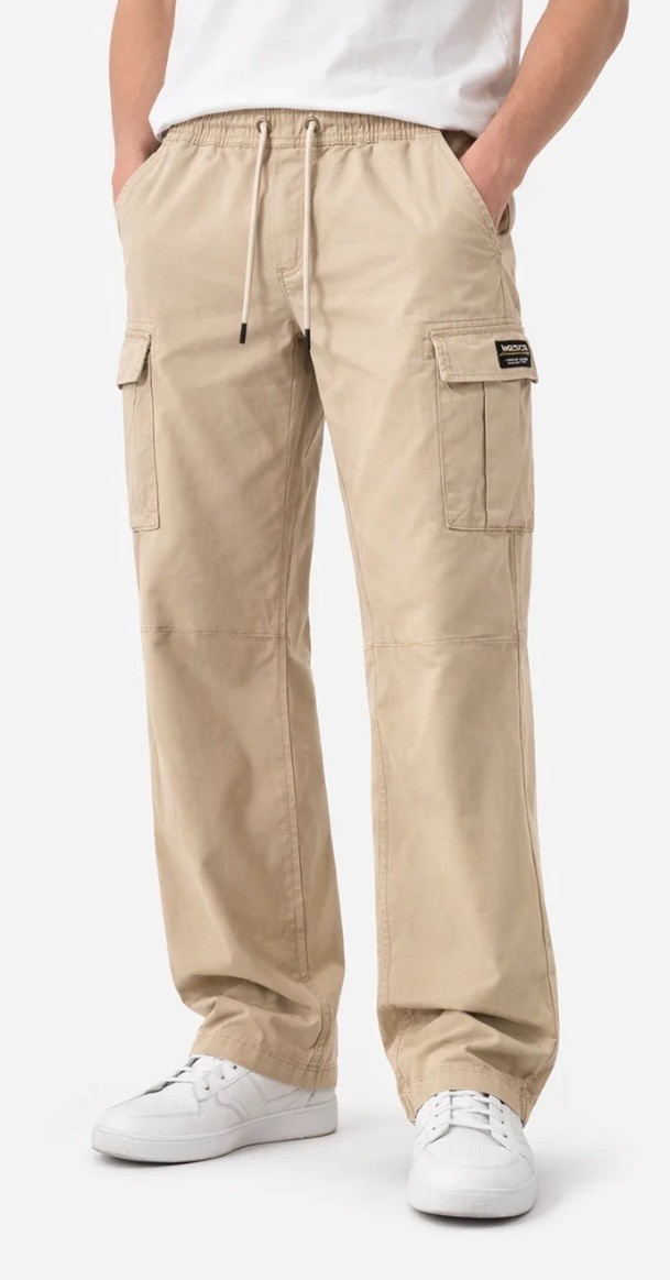 WeSC Open Bottom Cargo Pants Unisex Chino Style-Men L/Women XL-Pale Yellow-NWT