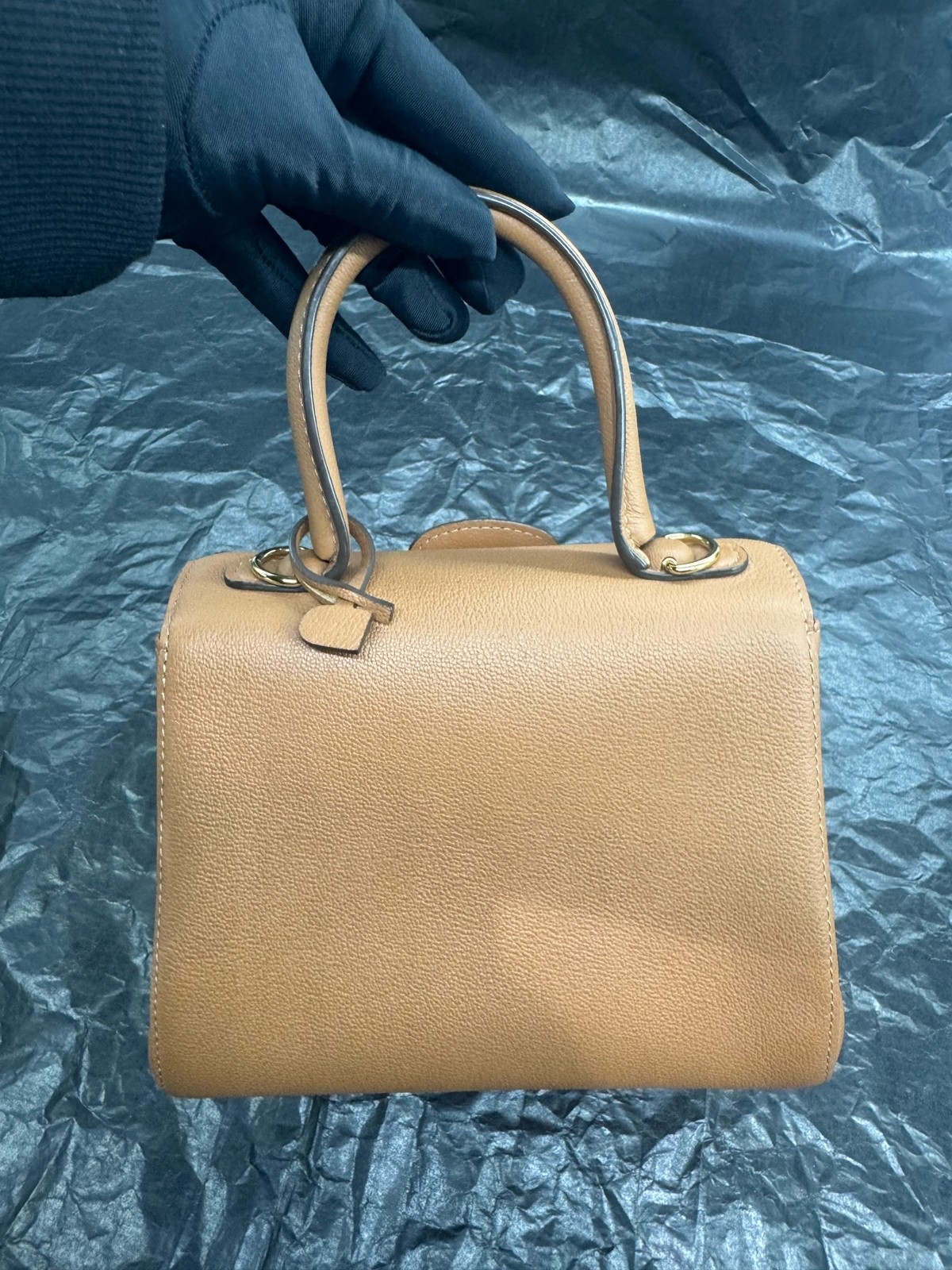 Authentic Delvaux Calfskin Top Handle Bag Golden Brown Gold-Tone eBay AG