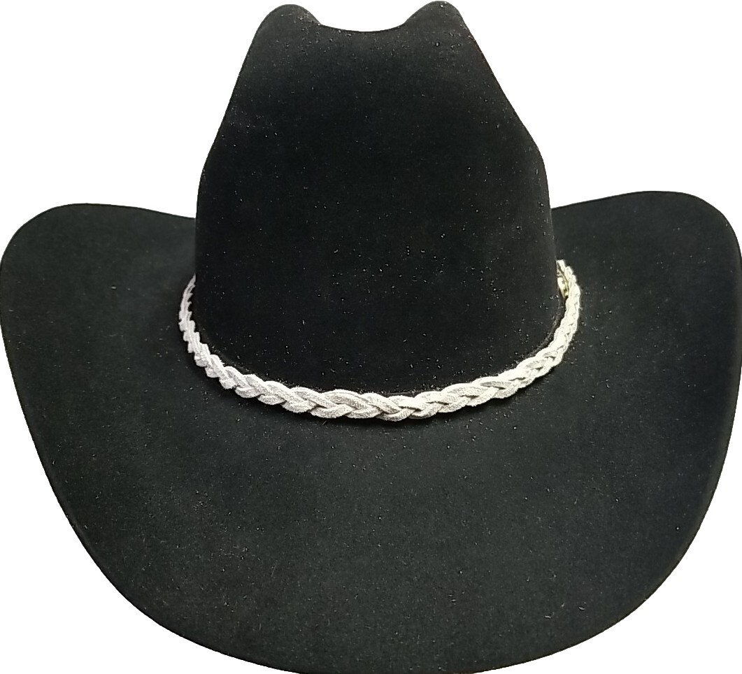 BRAIDED White HATBAND Genuine LEATHER for Western Cowboy Cowgirl Hats Hat Band