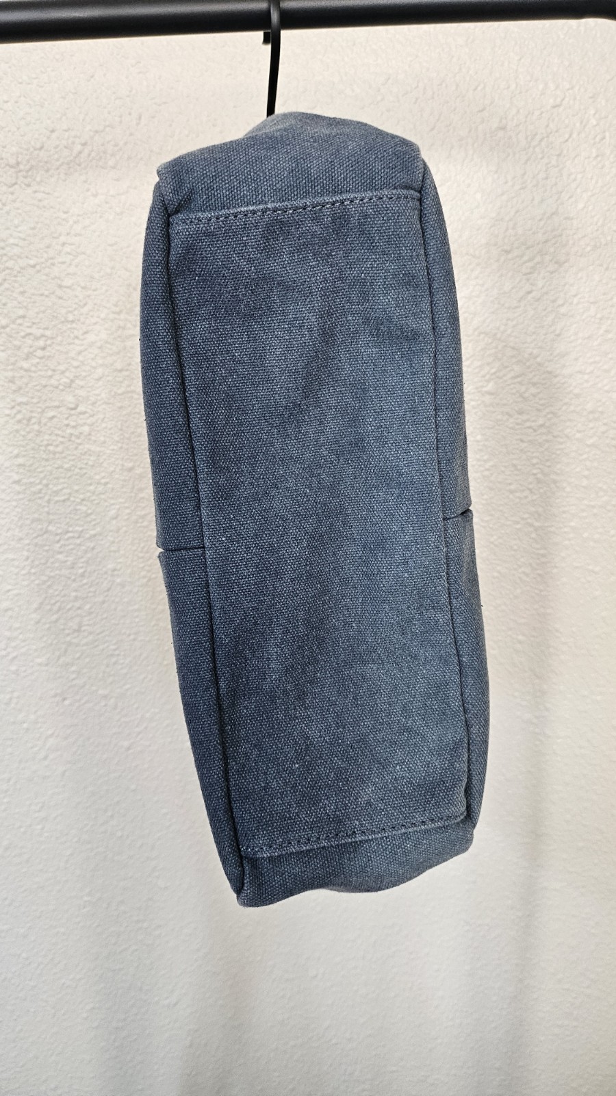 LEVENGER Blue Navy Dark Denim Canvas Brown Leather Medium Pocket Tote Bag Purse