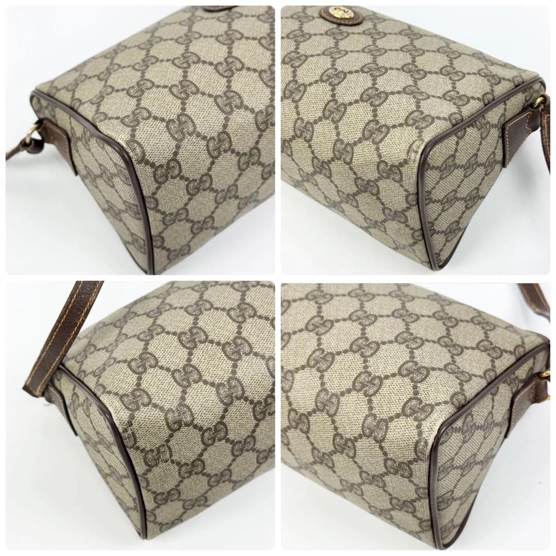 GUCCI Shoulder bag GG Supreme PVC Leather Beige Vintage Authentic From Japan