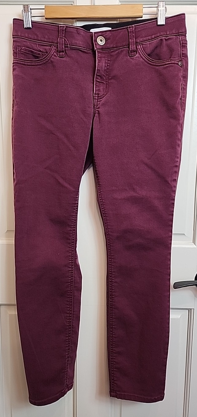 Liz Claiborne Wine Skinny Jean Women Size 8 32×28 Tummy Control Stretch 56-35493