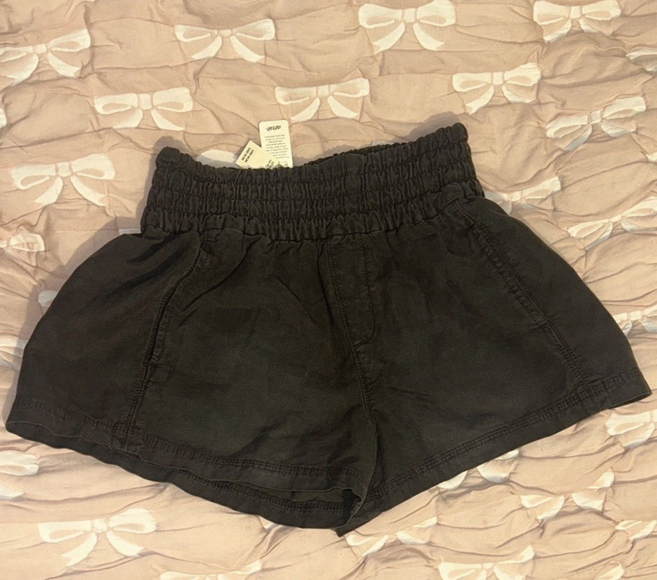 Aerie Black Utility Pull-On Shorts Elastic Waist High Rise Pockets XS Cotton