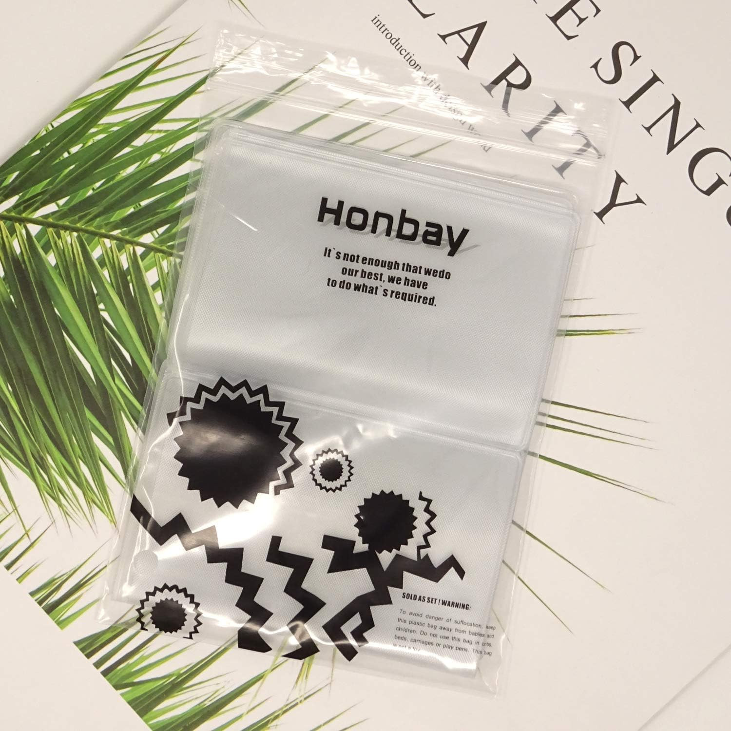 Honbay 20PCS Transparent Plastic Vertical ID Credit 3.78*2.36in, Clear White