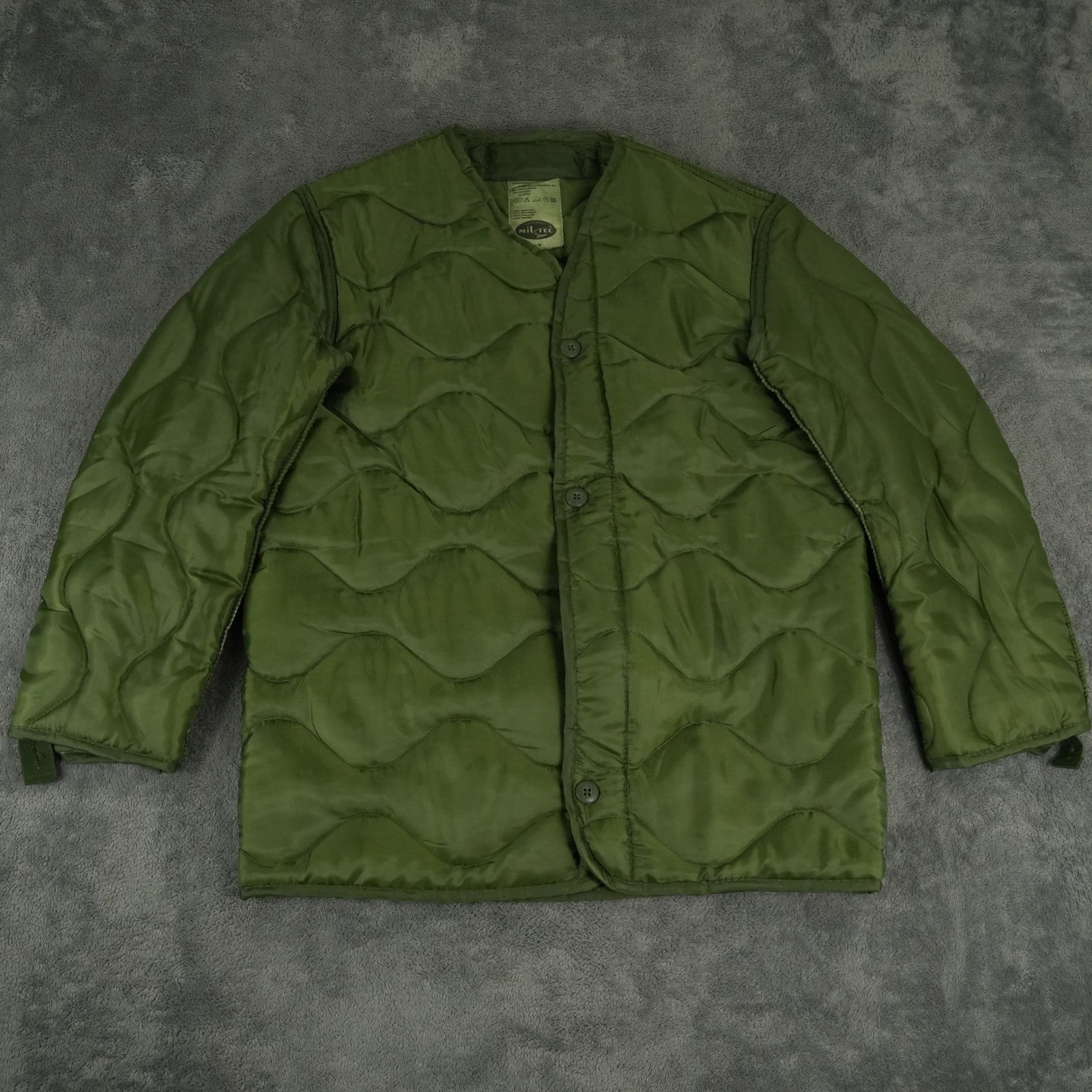 Mil-Tec M65 Jacket Liner Mens M Olive Green Quilted Military Style Button Up
