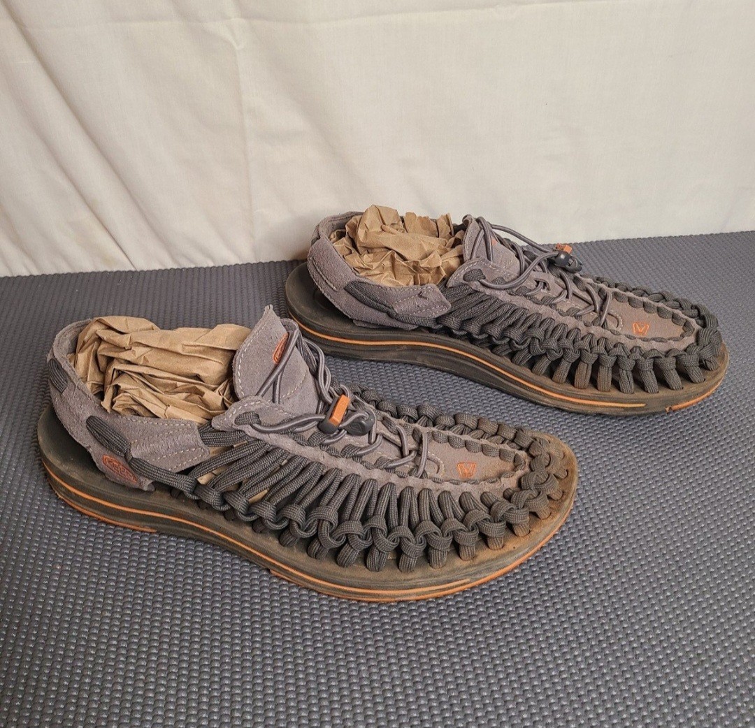 Keen Uneek Grey Orange Cord Sandals Mens 10 1018601 Outdoor Water Shoes