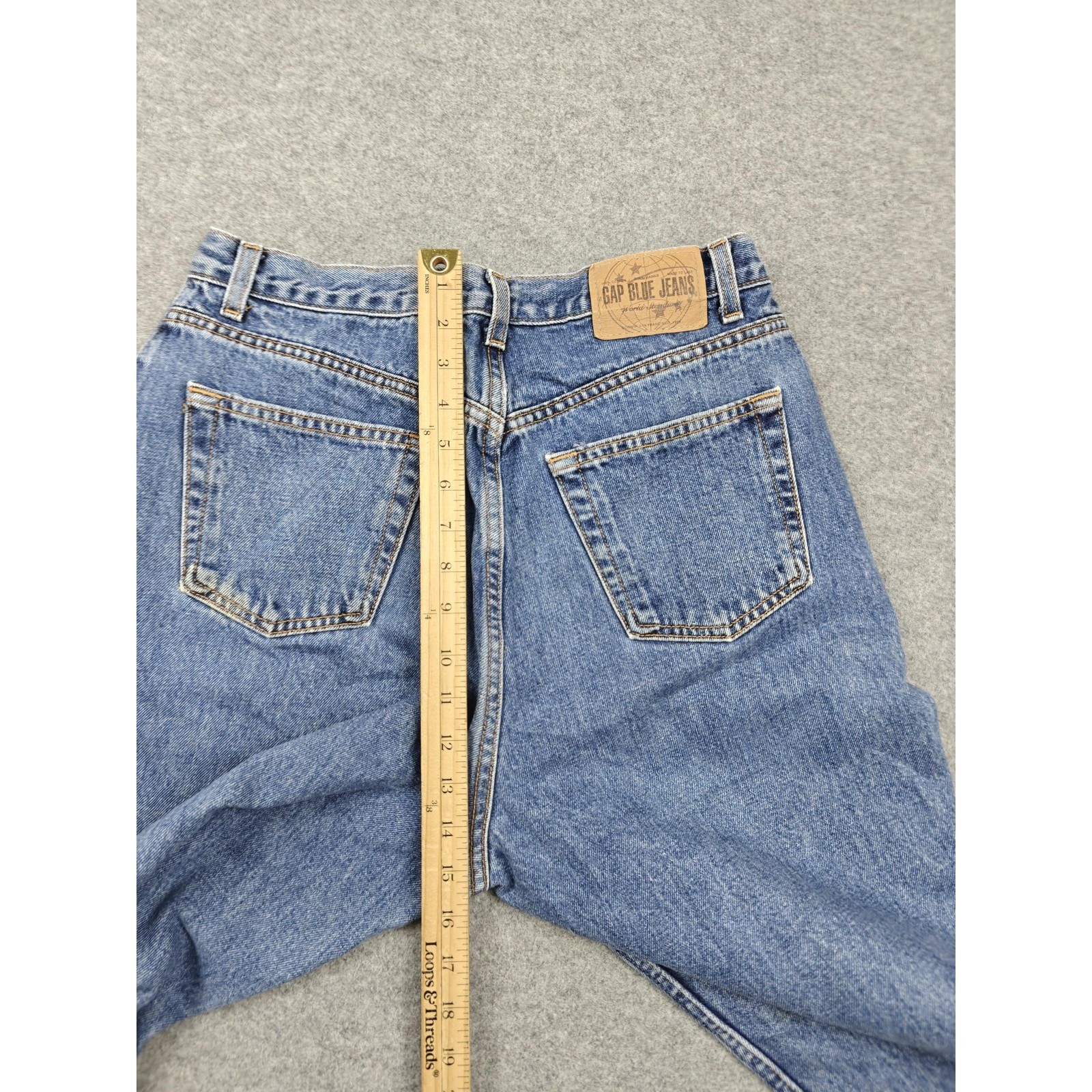 Vintage Gap Reverse Fit Jeans Womens 14 Ankle Blue High Rise Denim Made USA