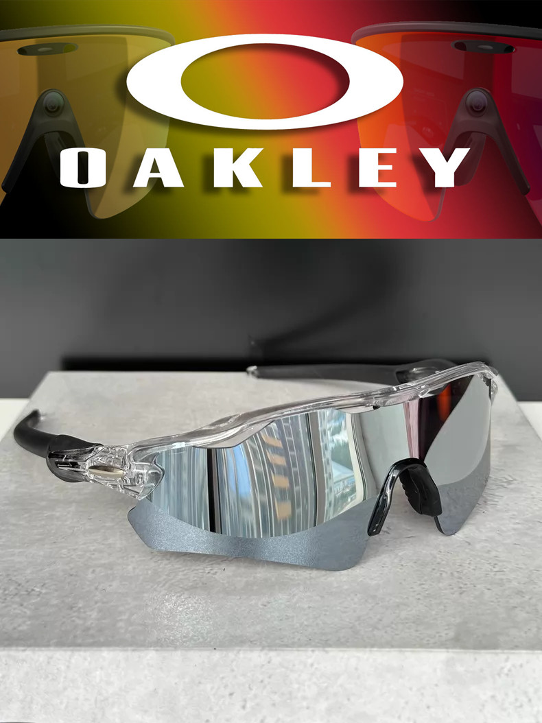 Oakley Radar Ev Path Sport Sunglasses OO9208 Clear Frame Sliver Lenses