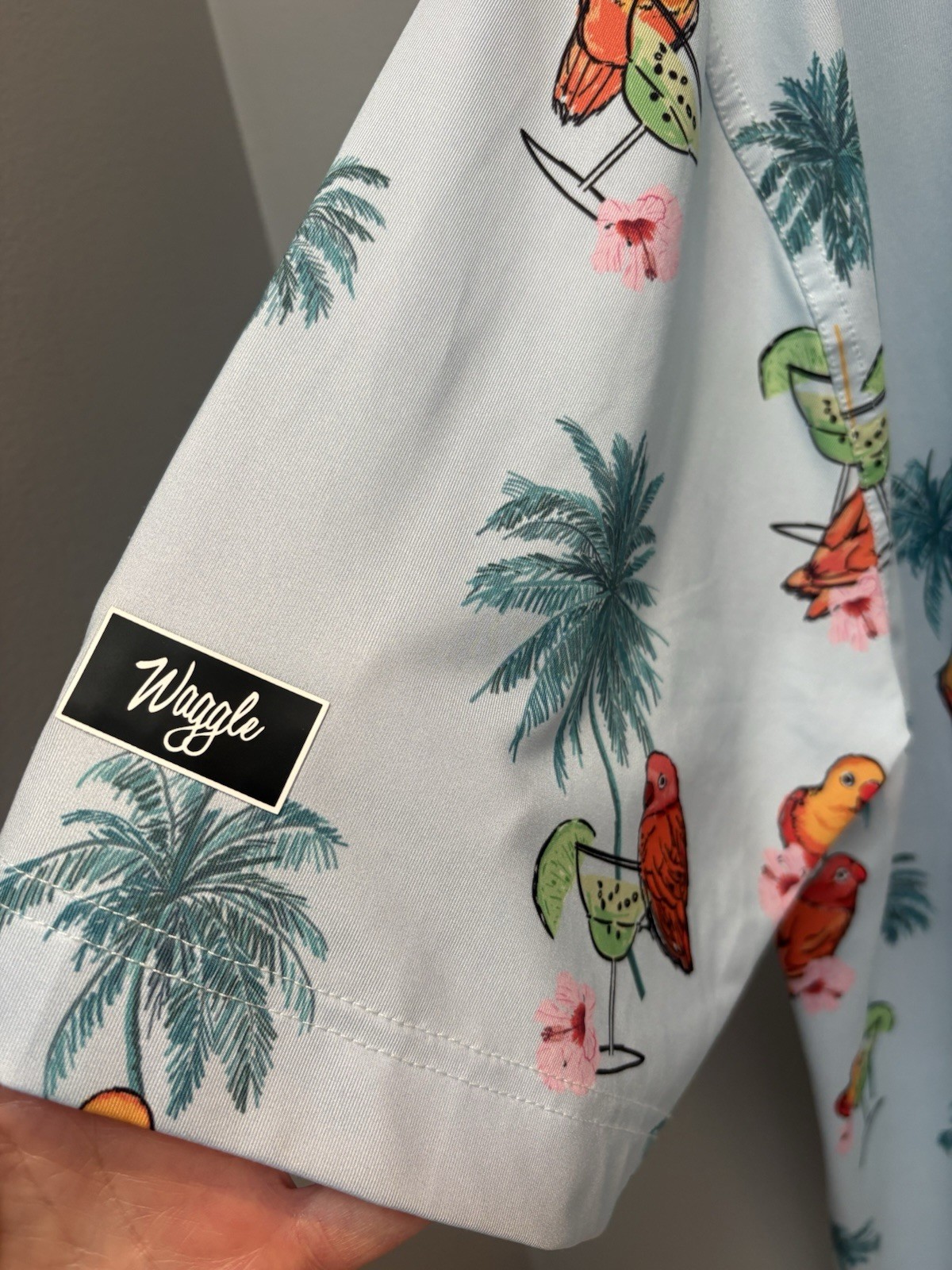 Waggle Golf Polo Shirt XL Tropical Parrot Cocktail Performance Stretch Shirt