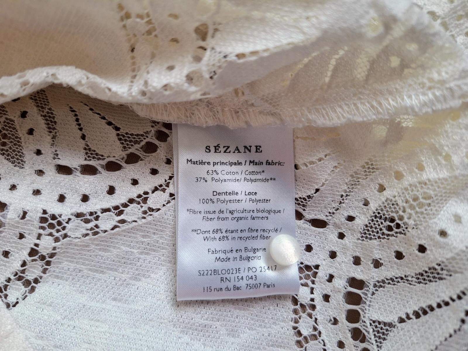 Sezane Bianca Blouse Écru. – Size 42 – NEVER WORN