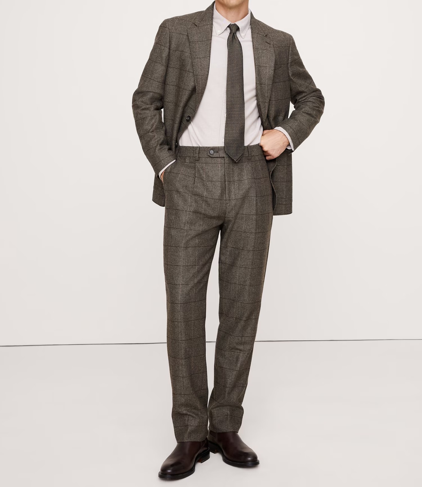 Business Men Suits Herringbone Check Wedding Party Tuxedos Tailored Notch Lapel