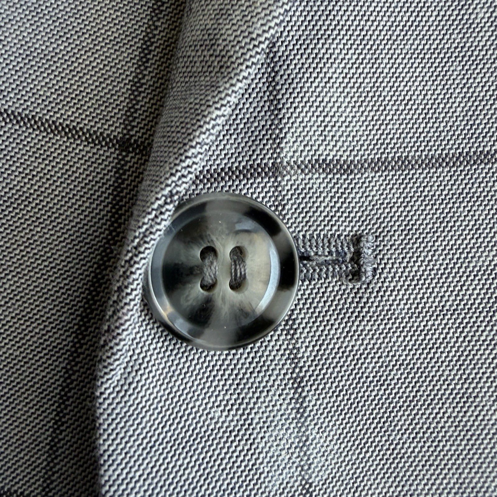Lineage Mens 2pc Window Pane Suit 48R 40W Polyester Blend Light Grey Stretch