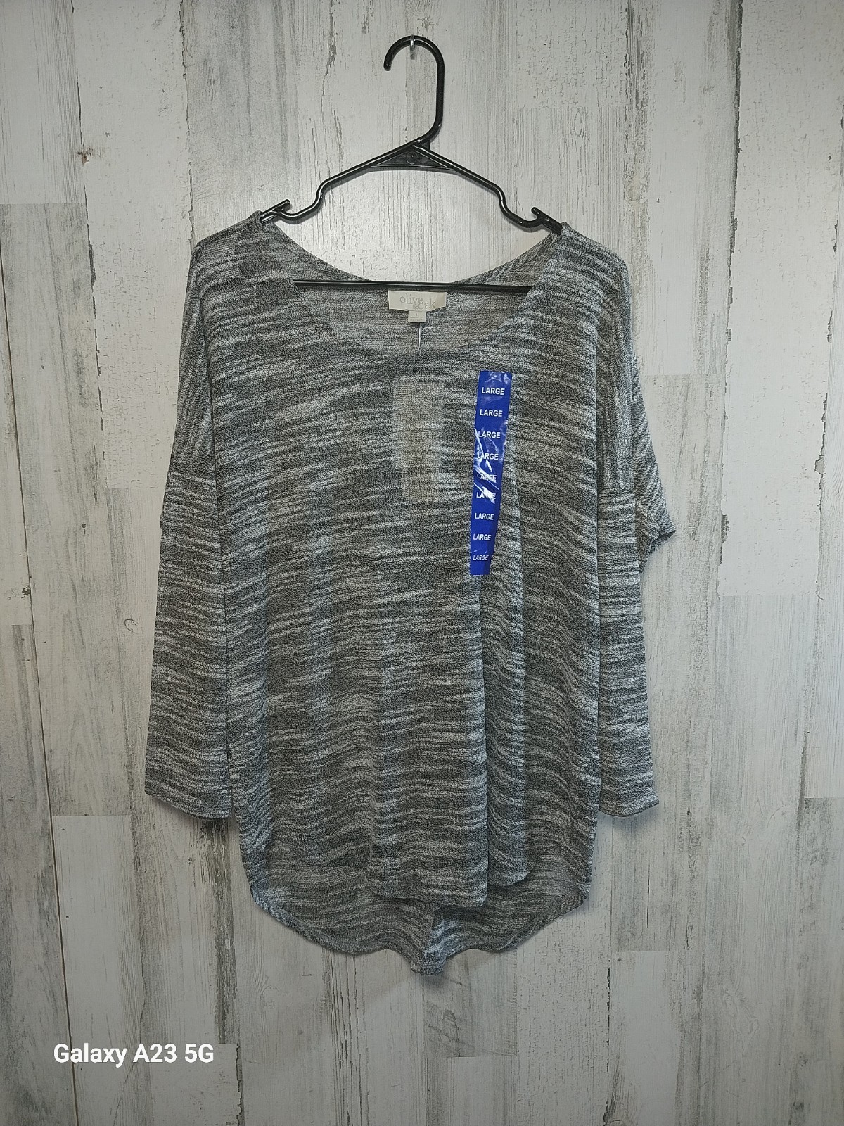 Olive and Oak Open Knit Sweater Womens Size L Marled Gray Lightweight Sheer