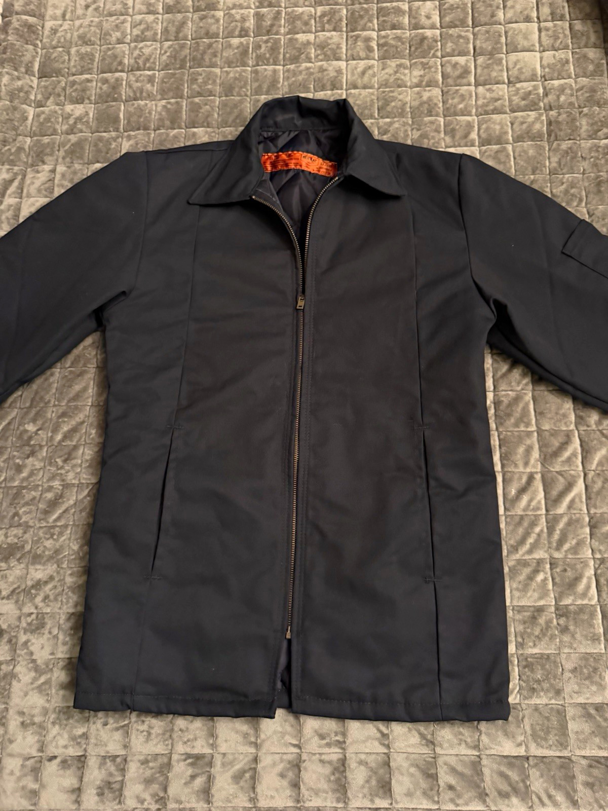 Red Kap Black Insulated Quilted Lined Zip Front Work Jacket, Unisex XS