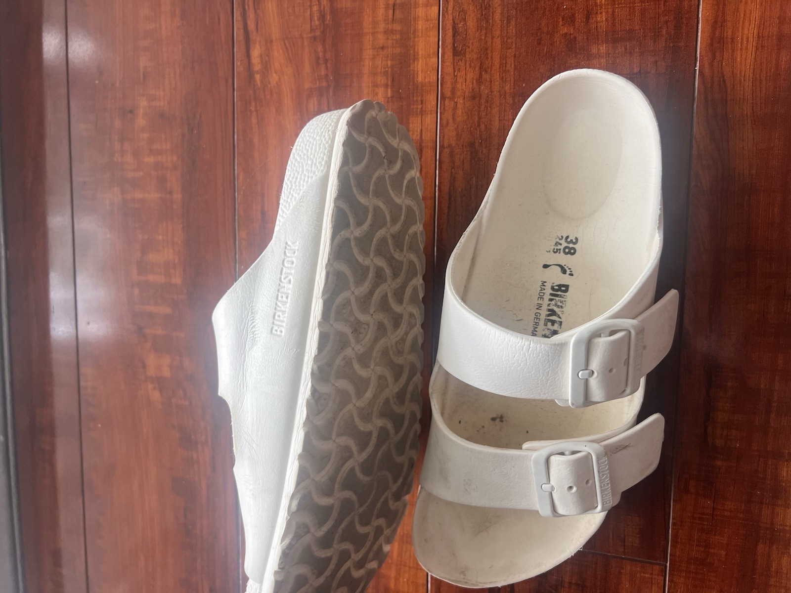 Birkenstock Eva Arizona Sandals Size 7 White Slides Buckle Comfort