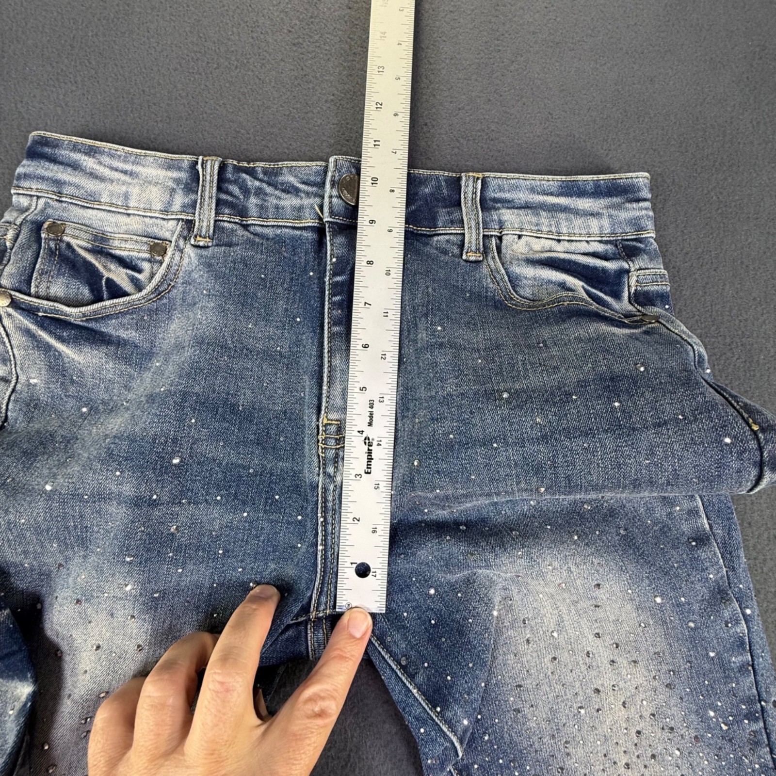 REELISTIK DIAMOND STUD STACKED PREMIUM DENIM DISTRESSED MENS SZ 32×35 ROCKSTAR