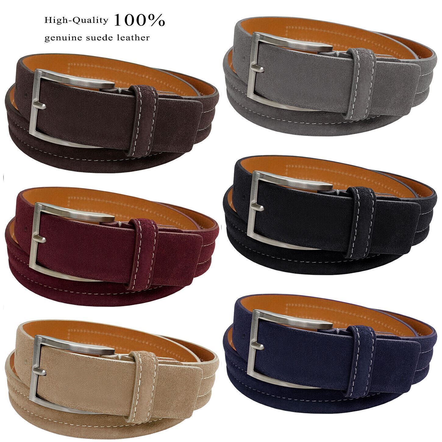 Men’s Golf Genuine Suede Casual Dress Leather Belt 1-3/8″ (35mm) Wide
